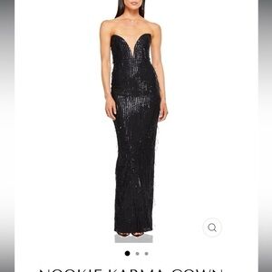 Nookie Revolve Karma Sequin Cocktail Formal Black Tie Gown Small in Black  $369
